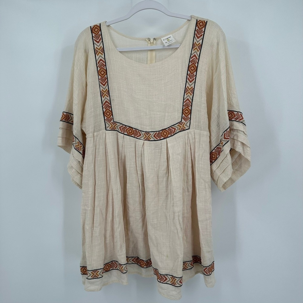 Womens Boho Peasant Top Size S Embroidered Gauzy Gypsy Hippie Romantic Folk
